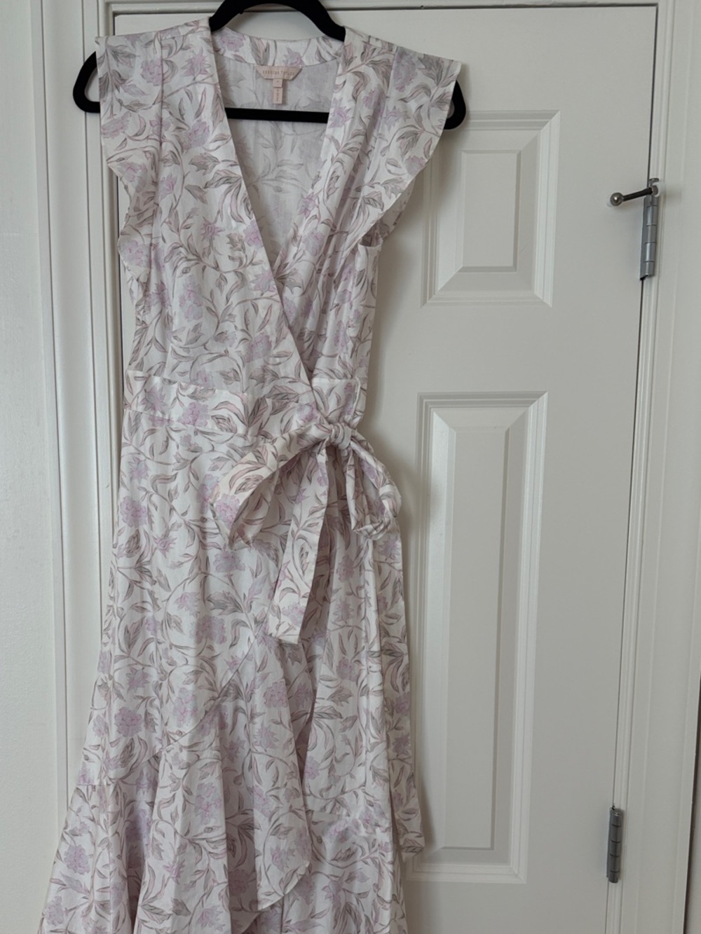Rebecca Taylor Pale Lavender Floral Wrap Midi Dress